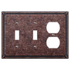 Imperial Bead Tumbled Aged Bronze Cast - 2 Toggle / 1 Duplex Outlet Wallplate - Wallplate Warehouse