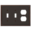 Imperial Bead Aged Bronze Cast - 2 Toggle / 1 Duplex Outlet Wallplate - Wallplate Warehouse