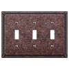 Imperial Bead Tumbled Aged Bronze Cast - 3 Toggle Wallplate - Wallplate Warehouse