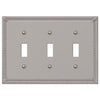 Imperial Bead Brushed Nickel Cast - 3 Toggle Wallplate - Wallplate Warehouse