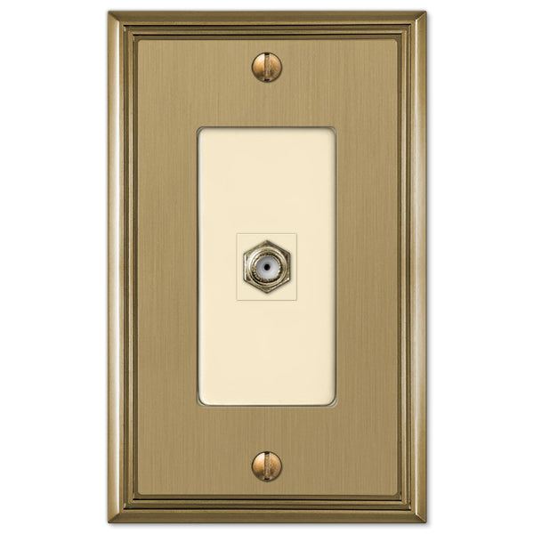 Metro Line Brushed Bronze Cast - 1 Cable Jack Wallplate - Wallplate Warehouse