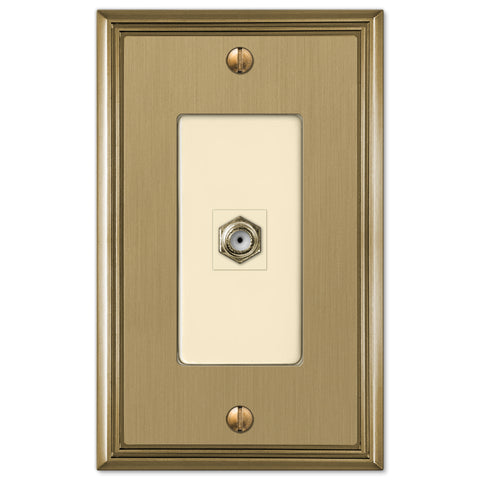 Metro Line Brushed Bronze Cast - 1 Cable Jack Wallplate - Wallplate Warehouse