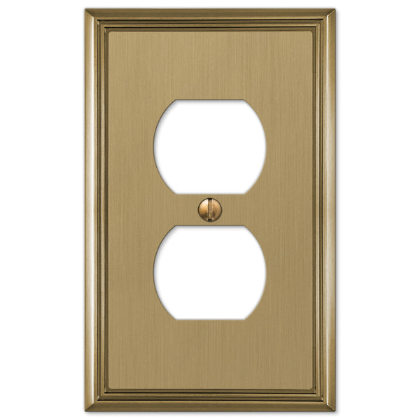 Metro Line Brushed Bronze Cast - 1 Duplex Wallplate - Wallplate Warehouse
