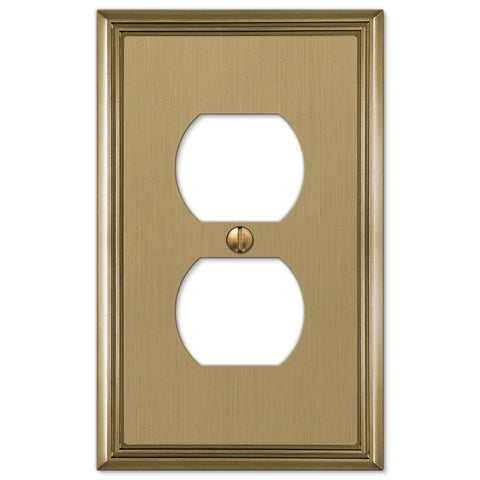 Metro Line Brushed Bronze Cast - 1 Duplex Wallplate - Wallplate Warehouse