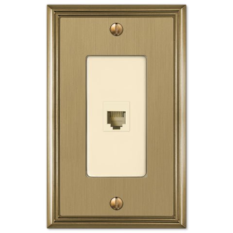Metro Line Brushed Bronze Cast - 1 Phone Jack Wallplate - Wallplate Warehouse