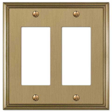 Metro Line Brushed Bronze Cast - 2 Rocker  Wallplate - Wallplate Warehouse