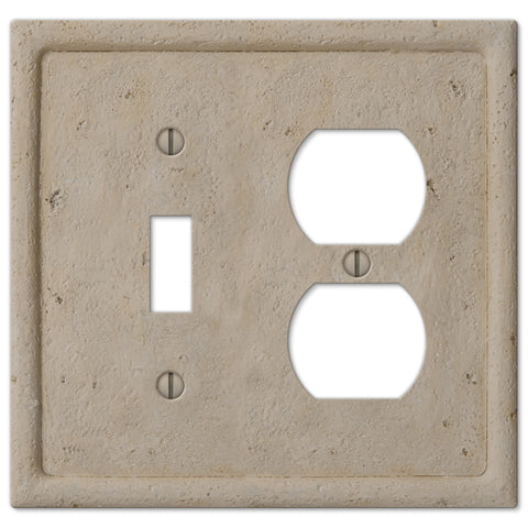 Faux Stone Beige Resin - 1 Toggle / 1 Duplex Outlet Wallplate - Wallplate Warehouse