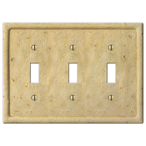 Faux Stone Ivory Resin - 3 Toggle Wallplate