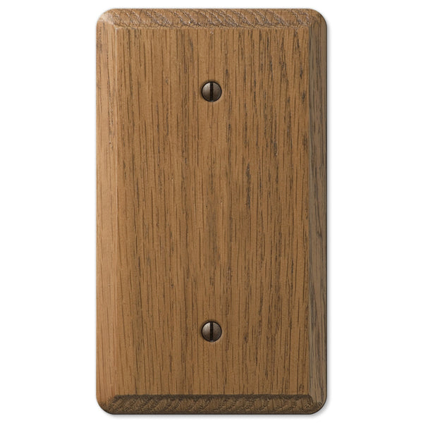 Contemporary Medium Oak Wood - 1 Blank Wallplate - Wallplate Warehouse