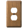 Contemporary Medium Oak Wood - 1 Duplex Outlet Wallplate - Wallplate Warehouse