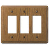 Contemporary Medium Oak Wood - 3 Rocker Wallplate - Wallplate Warehouse