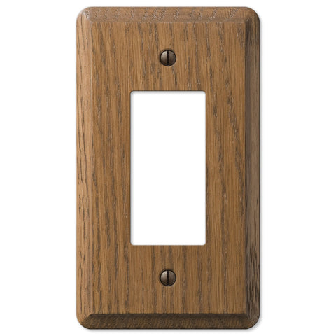 Contemporary Medium Oak Wood - 1 Rocker Wallplate - Wallplate Warehouse