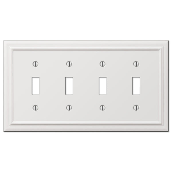 Continental White Cast - 4 Toggle Wallplate - Wallplate Warehouse