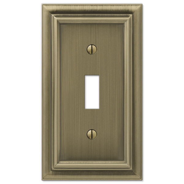 Continental Brushed Brass Cast - 1 Toggle Wallplate - Wallplate Warehouse