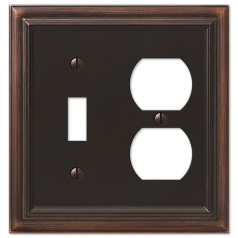 Continental Aged Bronze Cast - 1 Toggle / 1 Duplex Outlet Wallplate - Wallplate Warehouse