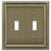 Continental Brushed Brass Cast - 2 Toggle Wallplate - Wallplate Warehouse