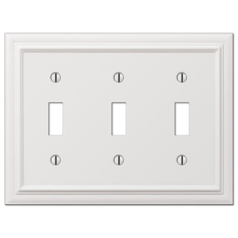 Continental White Cast - 3 Toggle Wallplate - Wallplate Warehouse