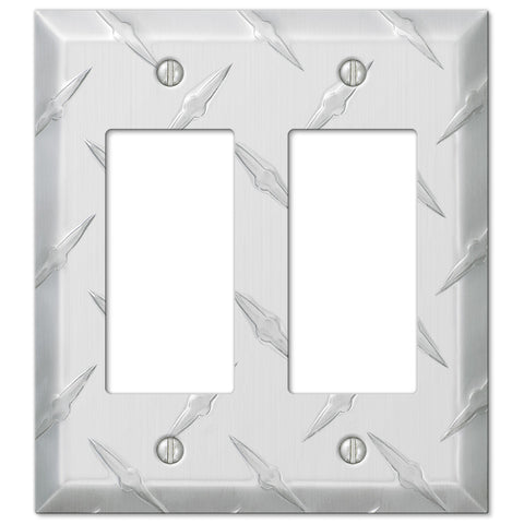Diamond Plate Aluminum - 2 Rocker Wallplate - Wallplate Warehouse