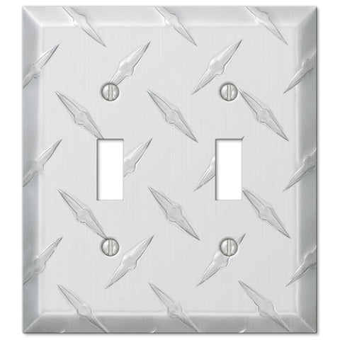 Diamond Plate Aluminum - 2 Toggle Wallplate - Wallplate Warehouse