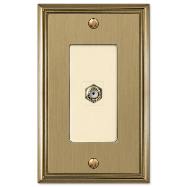 Metro Line Brushed Bronze Cast - 1 Cable Jack Wallplate - Wallplate Warehouse 77CXBZ 070686585559 Cable Jacks