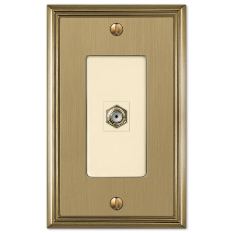 Metro Line Brushed Bronze Cast - 1 Cable Jack Wallplate - Wallplate Warehouse 77CXBZ 070686585559 Cable Jacks