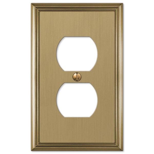 Metro Line Brushed Bronze Cast - 1 Duplex Wallplate - Wallplate Warehouse 77DBZ 070686585573 1 Duplex