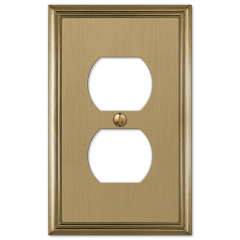 Metro Line Brushed Bronze Cast - 1 Duplex Wallplate - Wallplate Warehouse 77DBZ 070686585573 1 Duplex